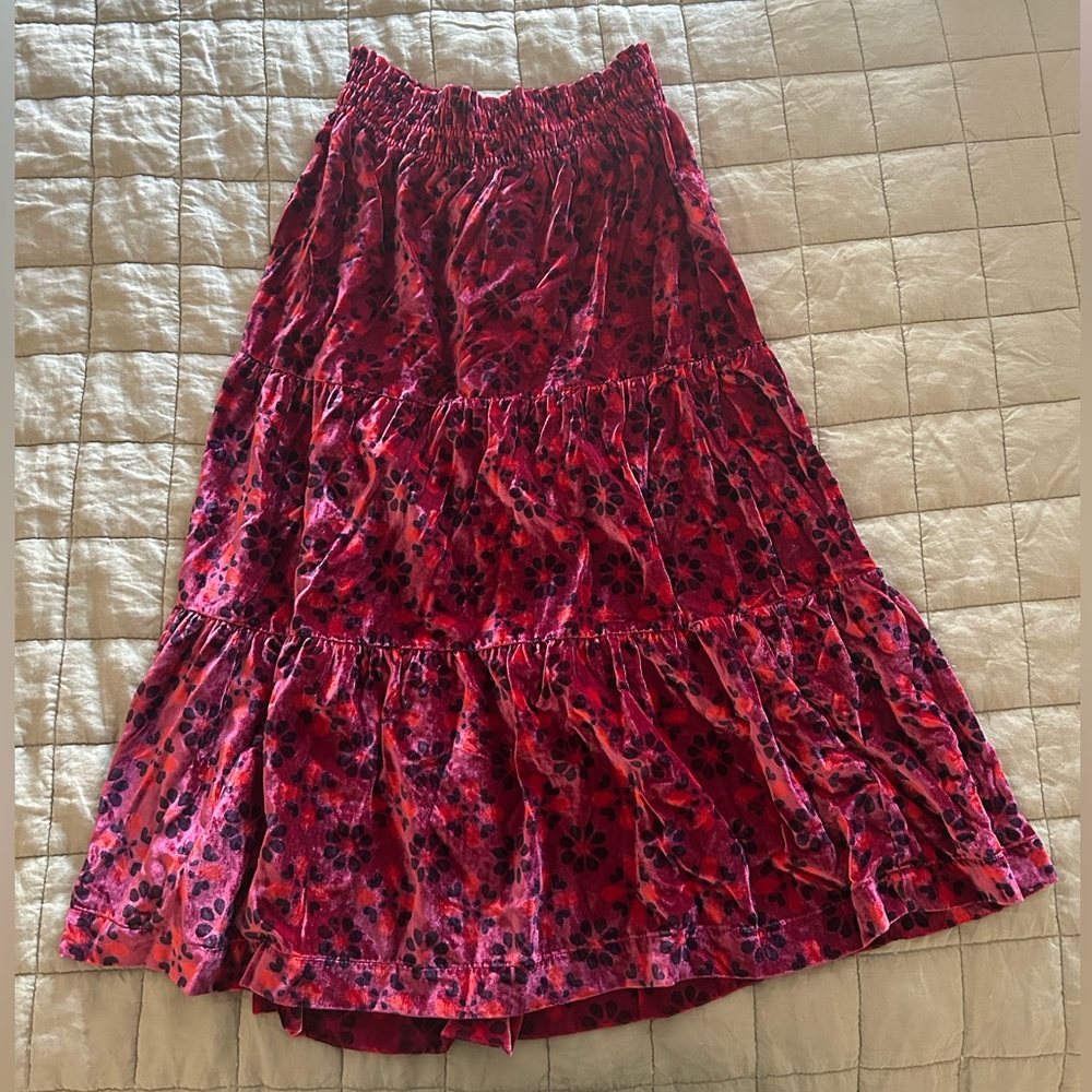 Anthropologie Floral Velvet Maxi Skirt - Picture 3 of 7